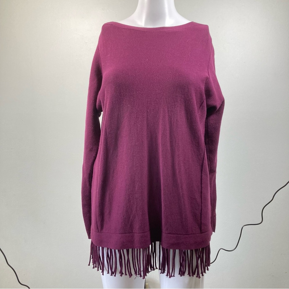 Lilly Pulitzer Coolmax Cotton Knit Sweater Top Sz XS Purple Fringe